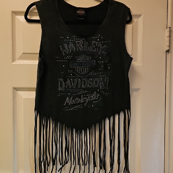 Harley-Davidson Tops - Harley-Davidson Womens Black Fringe Tank Top